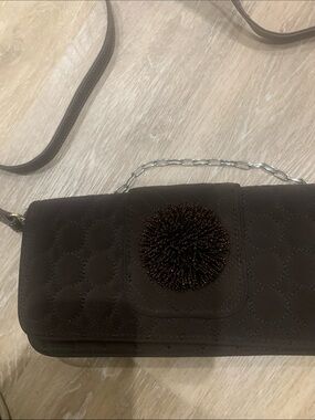 Quilted Brown Crossbody Bag with Beaded Pom Accent Vera Bradley